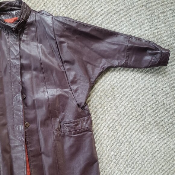 Vintage 80s Leather Coat Berman's Women's 14 Maroon Oxblood - Picture 5 of 11